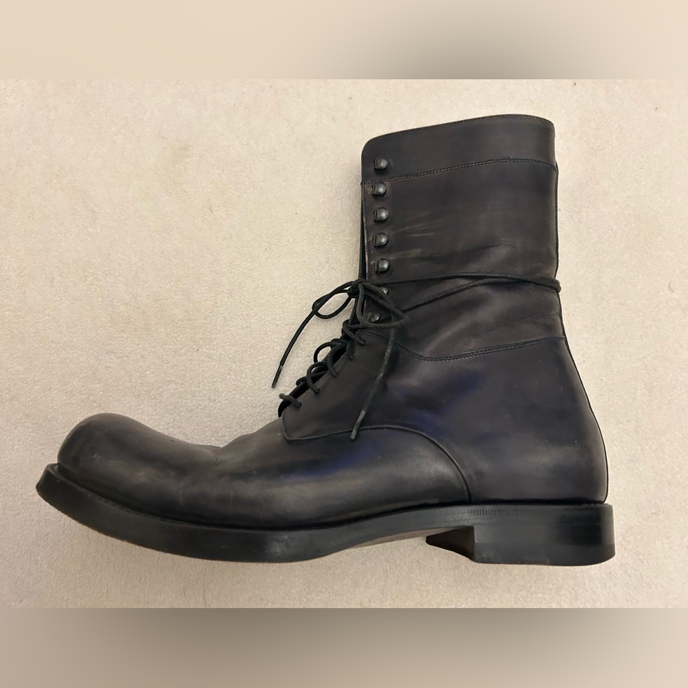 Jil Sander Handmade Navy Leather Ankle Boots